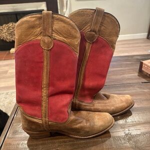 Red and Brown Leather Cowboys Boots